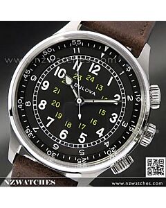 Bulova Automatic 21 Jewel A-15 Pilot Military Leather Sapphire Watch 96A245 