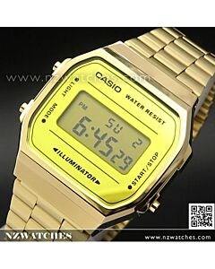 Casio Gold Vintage Mirror Face Digital Stainless Steel Unisex Watch A168WEGM-9