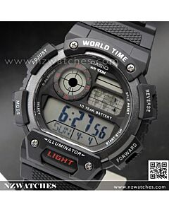 Casio Digital 5 Alarms Stopwatch World time Watch AE-1400WH-1AV, AE1400WH