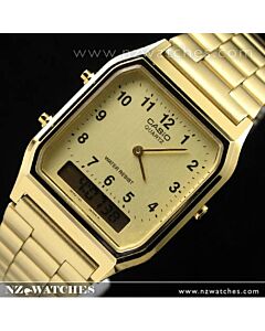 CASIO DIGITAL ANALOG VINTAGE WATCH AQ230 AQ-230GA-9B GOLD