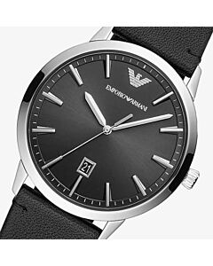 Emporio Armani Ruggero Black Leather Strap Watch AR11193