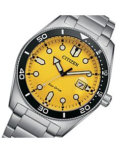 Citizen Eco-Drive Yellow Dial 100M Mens Watch AW1760-81Z