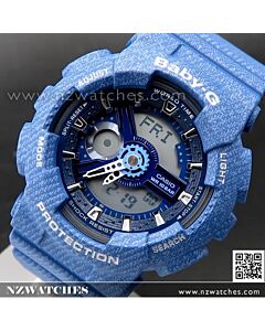 Casio Baby-G Denim Pattern Analogue Digital Limited Sport Watch BA-110DC-2A2, BA110DC