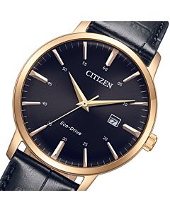 Citizen Eco-Drive Black Dial Calf Leather Mens Watch BM7462-15E