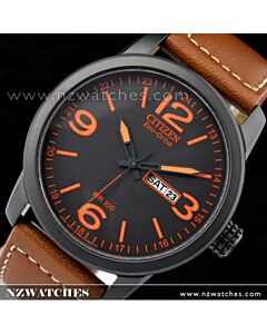 Citizen Eco-Drive Military Brown Leather Strap Mens Watch BM8475-26E