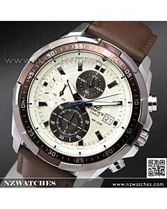 Casio Edifice Chronograph Genuine Leather Band Mens Watches EFR-539L-7BV, EFR539L