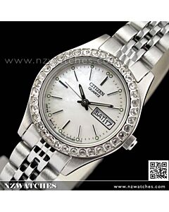 Citizen Swarovski Crystal Silver Tone Ladies Dress Watch EQ0537-51D