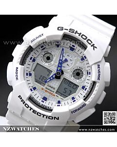 Casio G-Shock Velocity Indicator Alarm Watch GA-100A-7A, White