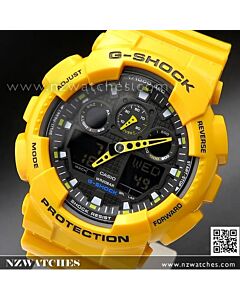 Casio G-Shock Velocity Indicator Alarm Watch GA-100A-9A, Yellow