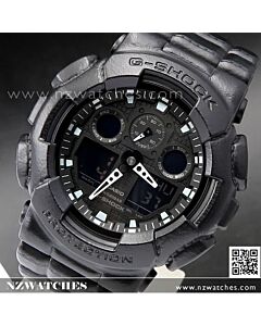 Casio G-Shock Black Leather Texture Analog Digital Watch GA-100BT-1A, GA100BT