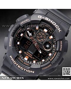 Casio G-Shock Black and Rose Gold Analog Digital Watch GA-100GBX-1A4, GA-100GBX