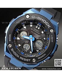 Casio G-Shock Analog Digital Solar Resin Band Black Blue Sport Watch GST-S300G-1A2, GSTS300G