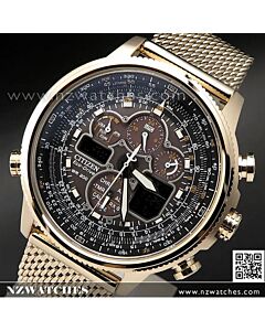 CITIZEN Eco-Drive Navihawk A-T Pilot Radio Gold Mens Watch JY8033-51E