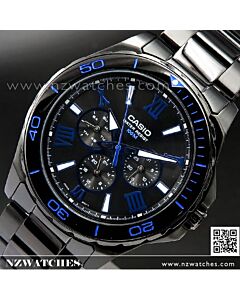 Casio Black Ion Plated Screw Lock Crown Watch MTD-1075BK-1A2V, MTD1075BK