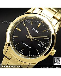 Casio Solar Powered Black Gold Stainless Steel Band Watch MTP-VS01G-1A, MTPVS01G