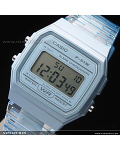 Casio Transparent Blue Digital Unisex Watch F-91WS-2DF