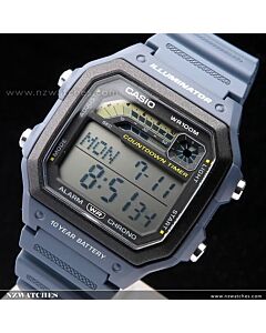 Casio Digital 10-Year Battery 100M Resin Band Watch WS-1600H-2A, WS1600H