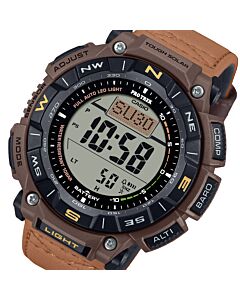 Casio Pro Trek Triple Sensor Solar Faux Leather Band Watch PRG-340L-5