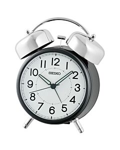 Seiko Bedside Bell Alarm Clock With Quiet Movement Black QHK063K