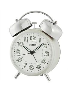 Seiko Bedside Bell Alarm Clock With Quiet Movement White QHK063W