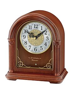 Seiko Analog Melody Chiming Brown Wooden Case Mantel Clock QXW244B