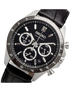 Seiko Spirit Chronograph Leather Strap Mens Watch SBTR021