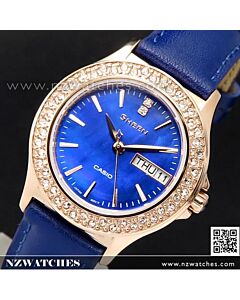 Casio Sheen Gold Blue Leather Strap Ladies Watch SHE-4800GL-2A, SHE4800GL