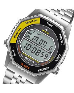 Seiko Rotocall Reissue Black Yellow Chronograph Digital Watch SMGG17P1