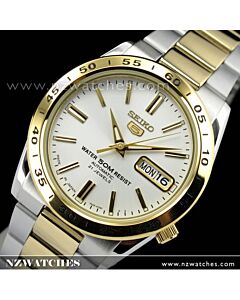 Seiko 5 Two Tone White Face Day Date Mens Watch SNKE04J1 SNKE04