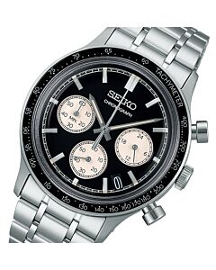 Seiko Mens Chronograph Watch with Black Dial Quartz Watch SSB479P1