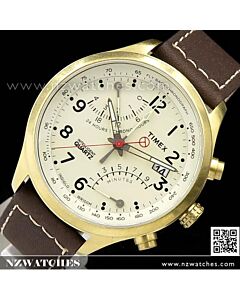 Timex Intelligent Quartz Fly-Back Chronograph Gold Brown Watch T2P510