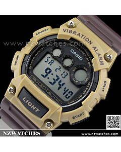 Casio 10Yrs Battery Vibration 5 alarm Brown Sport Watch W-735H-5AV, W735H