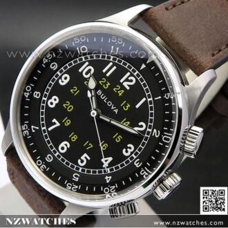 Bulova Automatic 21 Jewel A-15 Pilot Military Leather Sapphire Watch 96A245 