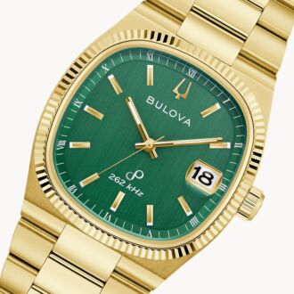 Bulova Super Seville Day-Date 262kHz Frequency Gold-tone Watch 97B237