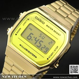 Casio Gold Vintage Mirror Face Digital Stainless Steel Unisex Watch A168WEGM-9