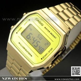 Casio Gold Vintage Mirror Face Digital Stainless Steel Unisex Watch A168WEGM-9