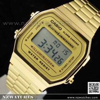 Casio Vintage Retro style Unisex Gold Digital Watch A168WG-9, A168WG