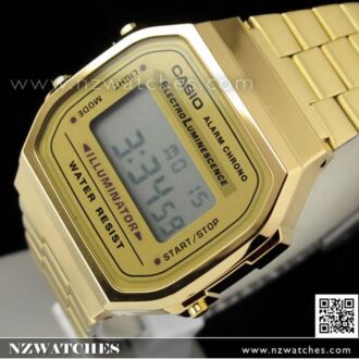 Casio Vintage Retro style Unisex Gold Digital Watch A168WG-9, A168WG