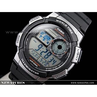 Casio Sporty Digital World Time 100M Sport Watch AE-1000W-1B, AE1000W