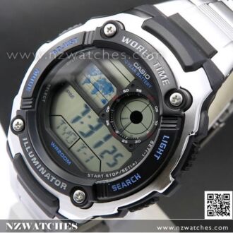 Casio World time 5 Alarms 200M Digital Watch AE-2100W-4AV, AE2100W