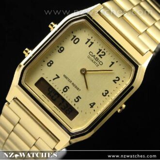 CASIO DIGITAL ANALOG VINTAGE WATCH AQ230 AQ-230GA-9B GOLD