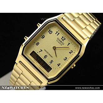 CASIO DIGITAL ANALOG VINTAGE WATCH AQ230 AQ-230GA-9B GOLD