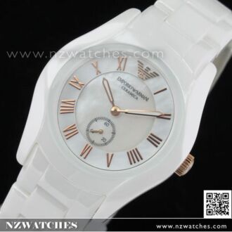 Emporio Armani Chronograph White Ladies Ceramic Watch AR1418