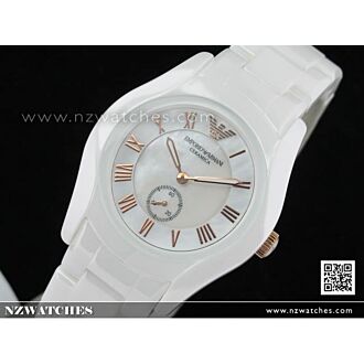 Emporio Armani Chronograph White Ladies Ceramic Watch AR1418