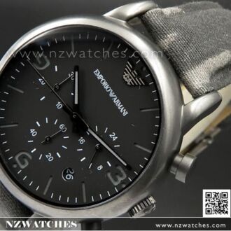 Emporio Armani Black Dial Canvas Camouflage Strap Men Watch AR1817