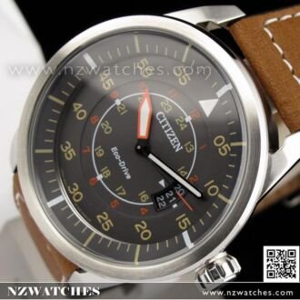 Citizen Eco-Drive Aviator Leather Strap Mens Watch AW1360-12H