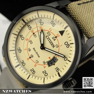 Citizen Eco-Drive Aviator Fabric Strap Mens Watch AW1365-19P