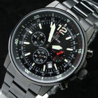 L'ECLISES Mens Chronograph Tachymeter BLK 100M 6229