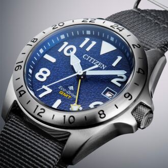 Citizen Promaster Land GMT Eco-Drive Sapphire Nylon Blue 200M BJ7150-09L