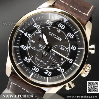 Citizen Eco-Drive Aviator Chronograph 100m Leather Strap Watch CA4213-00E